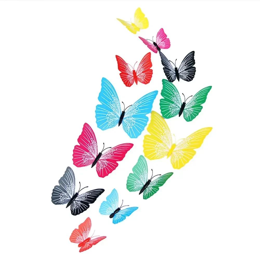 12pcs PVC 3D Butterfly Wall Decor Cute Butterflies Wall Stickers Art Decals Home Decoration Room Wall Art