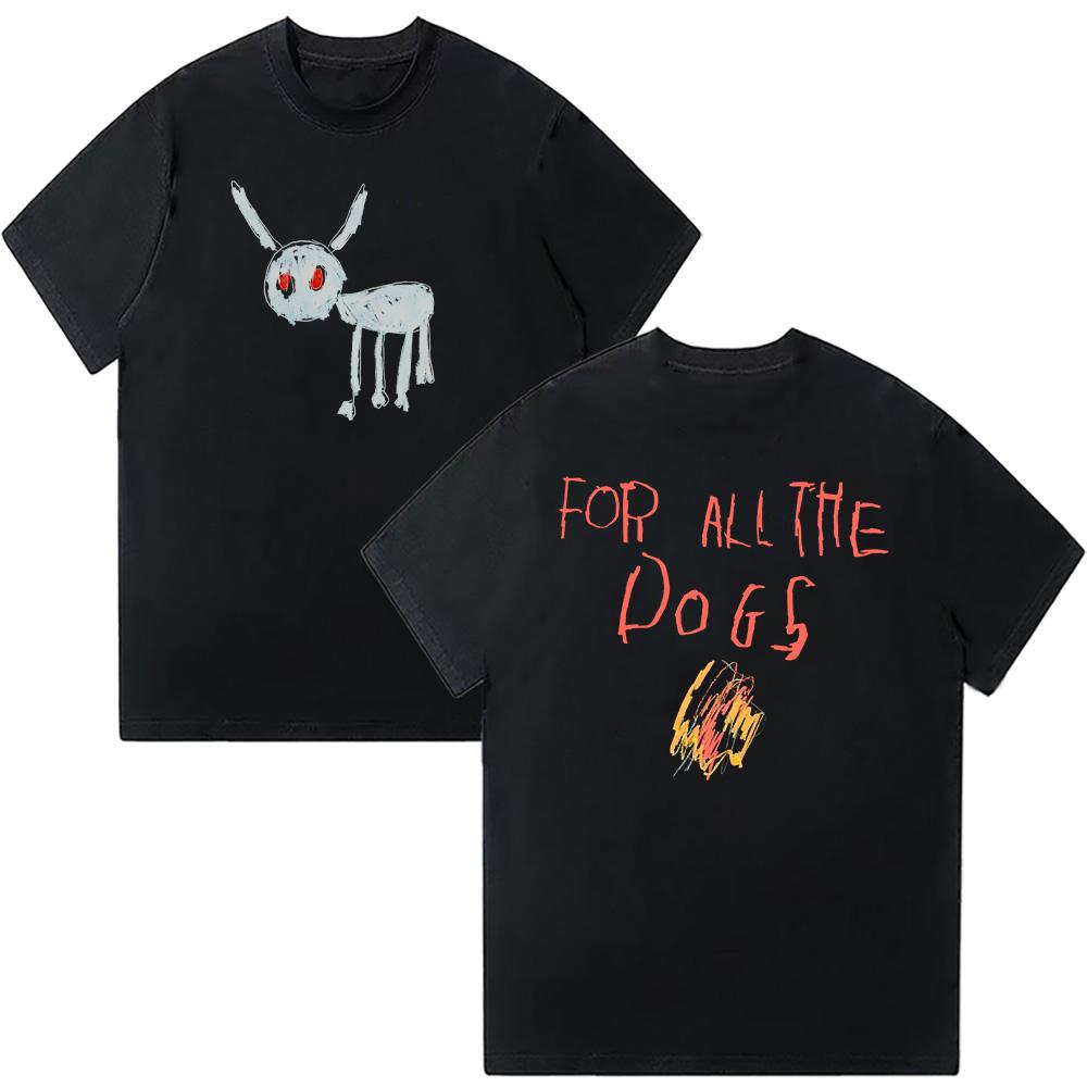 

For All The Dogs T-Shirt Hip Hop Drake Short Sleeve Men s Clothes Trendy Summer Cotton High Quality Tee Women Men Streetwear Y2k XS чёрный
