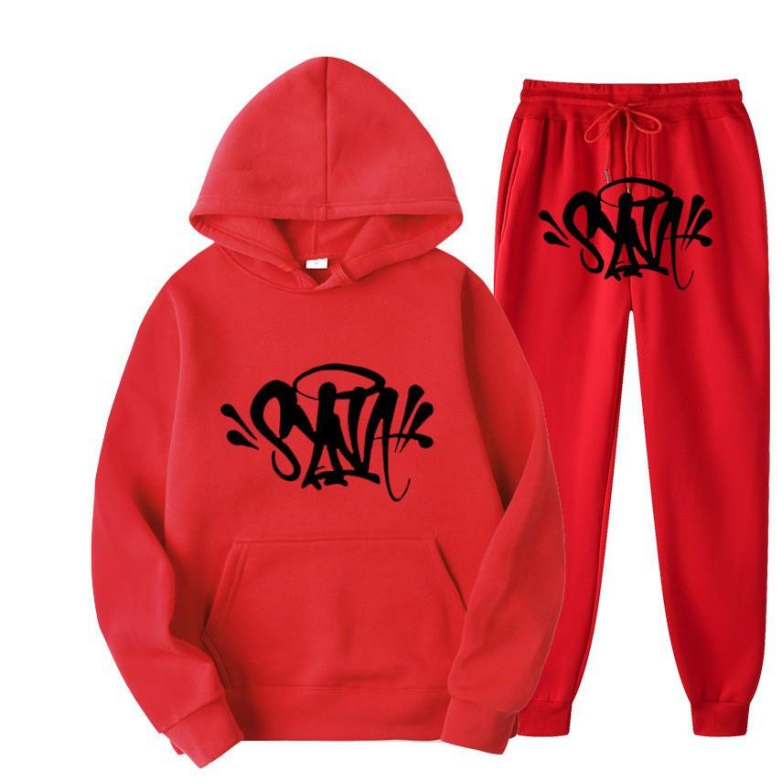 SynaWord High Street Fashion Trendy Brand Suit Men's Ins Trend Hip Hop Hoodie Syna Print Sweater Suit