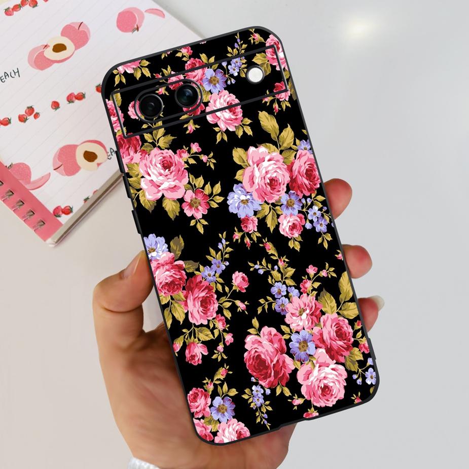 For Google Pixel 8A Case Pixel8 Pro Cute Cat Flower Painted Cover Silicone Phone Case For Google Pixel 8 Pro Pixel8A Soft Fundas
