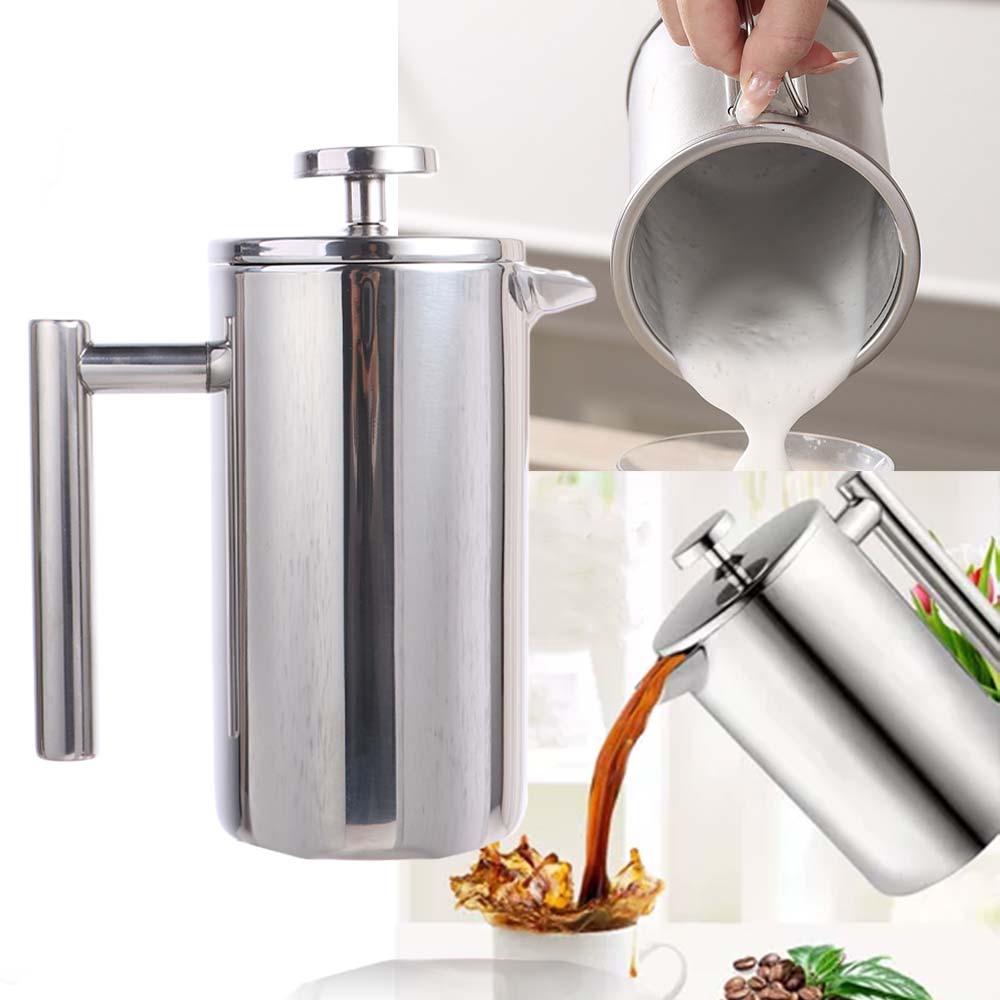 Double Walled French Press Coffee Maker Stainless Steel Coffee Press Filter Pot For Home