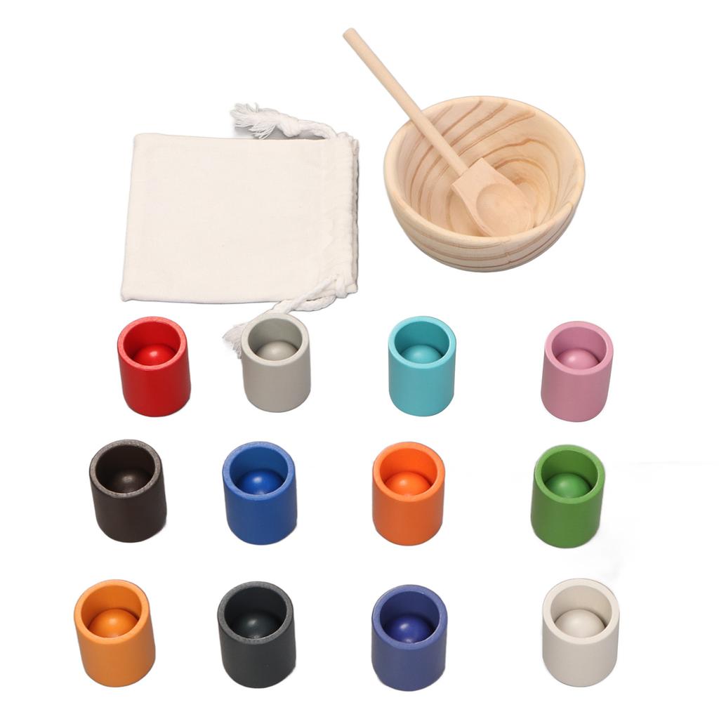 Balls Cups Color Sorting Toy Fine Motor Training Color Sorting Early Educational Wooden Sorter Game