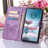 For Motorola Edge 40 Neo 5G Wallet Case with Wrist Strap Butterfly Imprint Leather Phone Cover