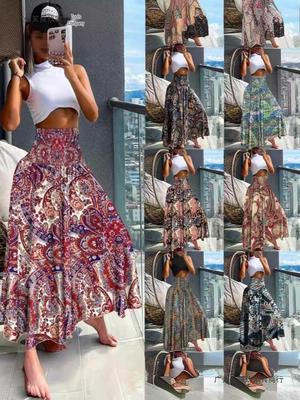 Women's High Waist Slimming Summer Fashion Printed Skirt