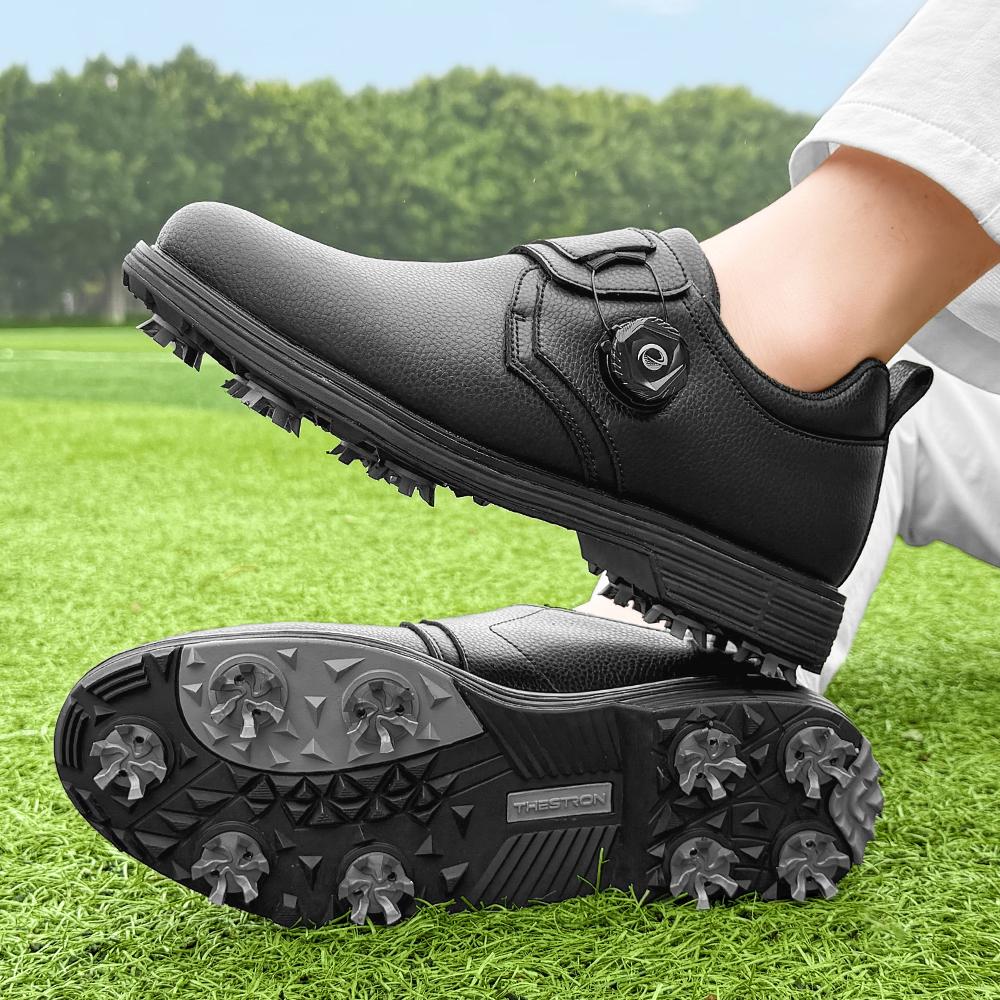 Men Golf Shoes Outdoor Spiked Sports Upper Stable Anti Slip Sole For Golf Training Outdoor All Season Daily Outdoor Casual