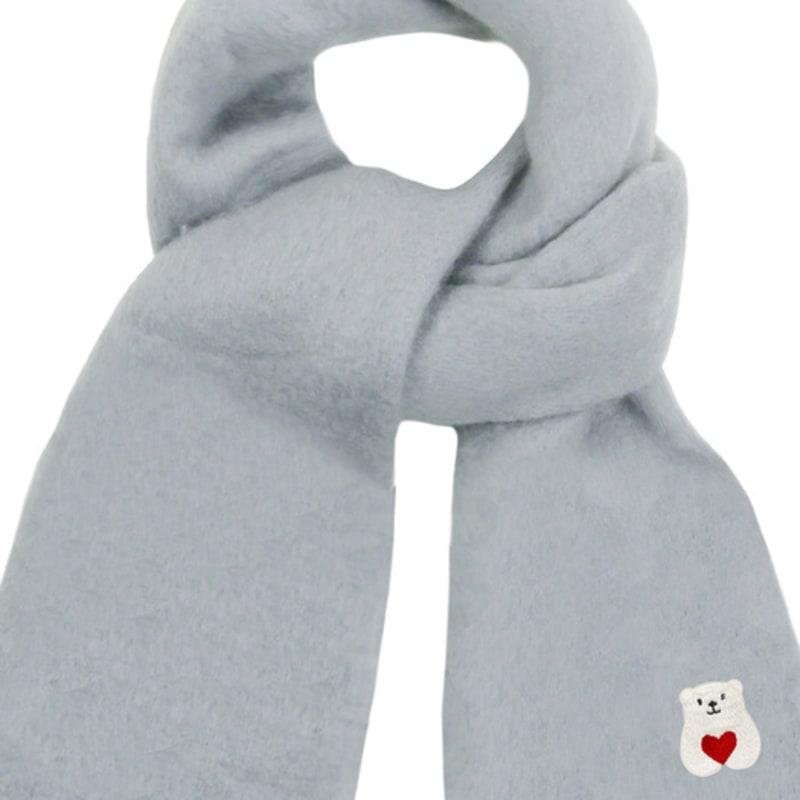 GRAVER [BAG&ACC] Polar Bear Embroidered Bold Muffler_Gray