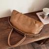 Autumn Winter Ladies' Handbag Large Capacity Bowling Bag Casual Shoulder Bag Vintage Style Brown Leather Handbag KTY