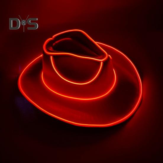Light Up Cowgirl Hat Wireless Neon Western LED Cowboy Cap Luminous Flashing Light Bar Hat for Halloween Party Supplies