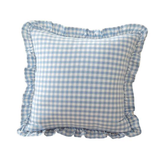 Copricuscino Decorativo a Volant per Divano Letto Quadrato, Federa a Quadri in Cotone con Bordo Arricciato, Cuscini Monocolore 18x18 Pollici 20x12 Copertura Decorativa per