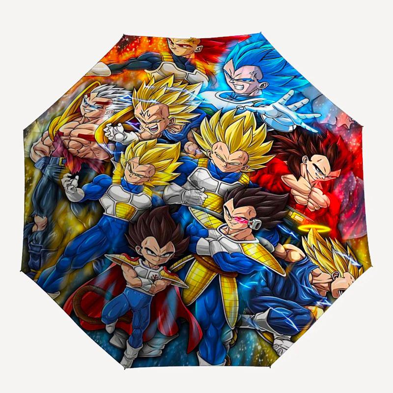 1pc Dragon Ball Z Vegeta Goku Saiyan Outdoor Umbrella - Automatic Opening/Closing, Portable 3-Fold Design with 8-Rib Iron Frame - Perfect Gift for Fan