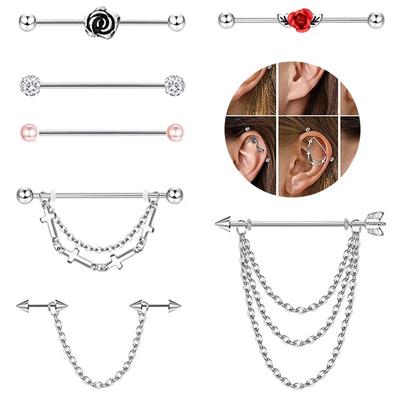 Rose Pearl Soft Clay Ball Ohrknochen Nagel Edelstahl Kette