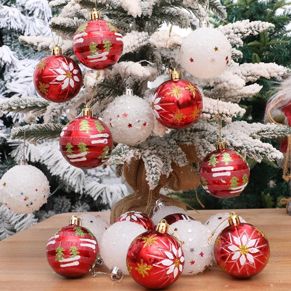 Christmas Hanging Ball, Christmas Tree Decoration, Snowflakes, Five Stars, Christmas Ball, Accessories, Combination, 6cm, 9-piece Set