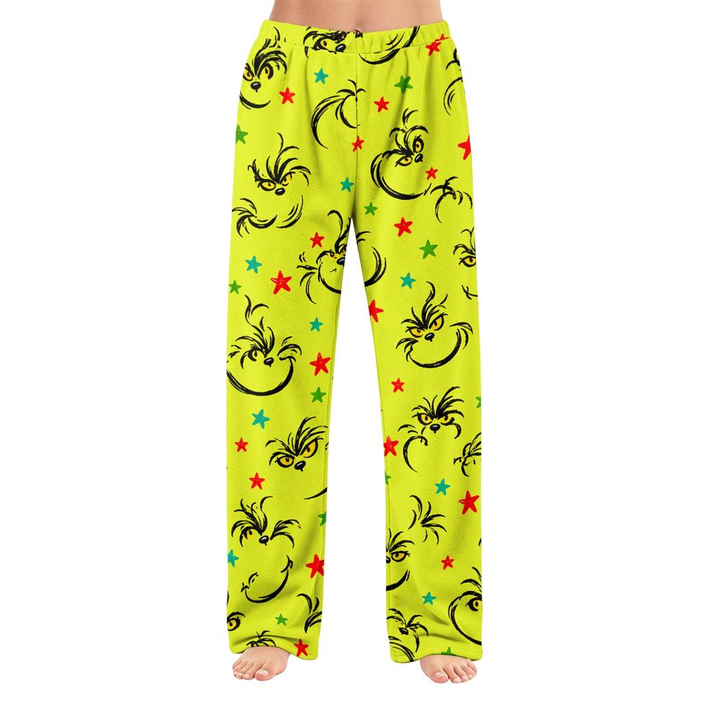 Women's Christmas Print Flannel Pajama Pants Loose Fit Sleep Bottoms for Holiday Lounging