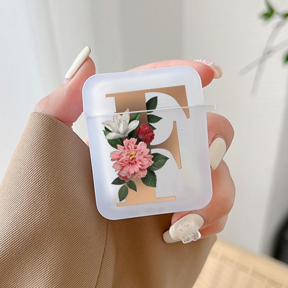 Cute Gold 26 Letters A Z Earphone Case for Airpods 4th 3rd Pro 3 2 Shockproof Cover for Airpod 2 3 1 Protective Accessorie Shell