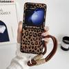 Para Samsung Galaxy Z Flip 5 6 4 3 5G Capa de estampa de leopardo transparente rígida PC capa de telefone luxuosa à prova de choque para Samsung Z Flip6 Flip5