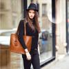 Women Fashion Tote Handbags Lightweight PU Leather Satchel Shoulder Bags Retro Oil Wax Handle Purse