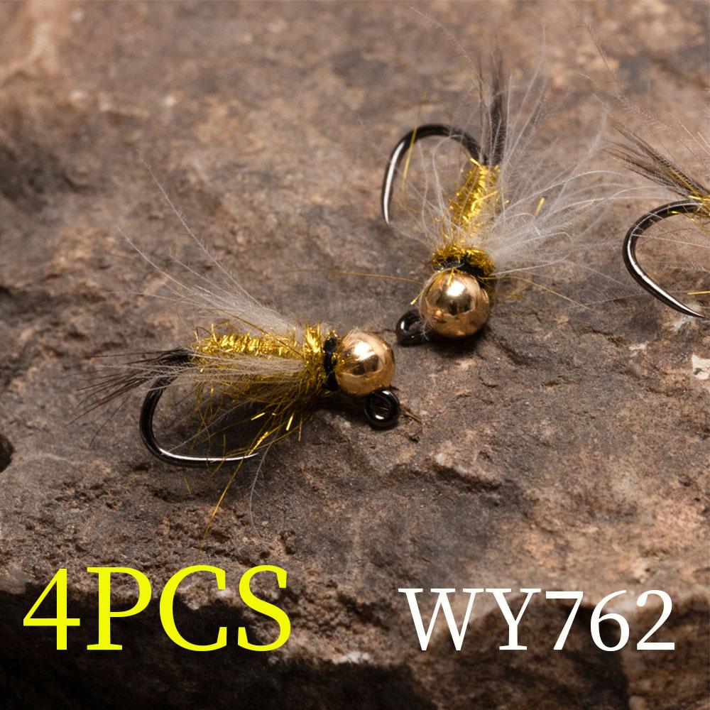 

4 шт. #12#14 Джиг Німфа Мокра Муха Головка з Вольфрамовою Намистиною Без Борідки Швидко Потопаюча Євро Німфа Муха Приманки для Ловлі Форелі