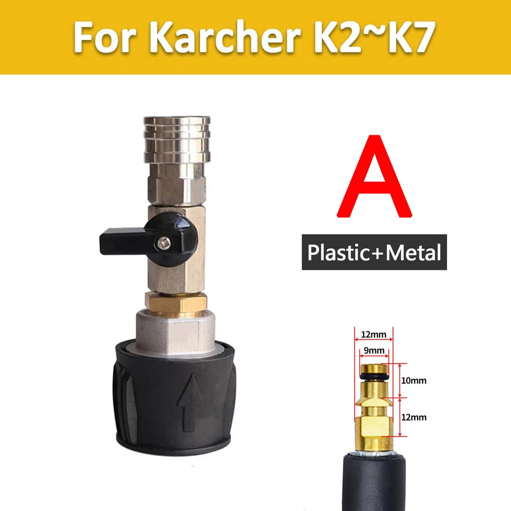 Pressure Washer Hose Adapter 1/4 Quick Connect With Valve to Control Water Flow for Karcher Lavor Nilfisk Parkside Bosch AR Hose