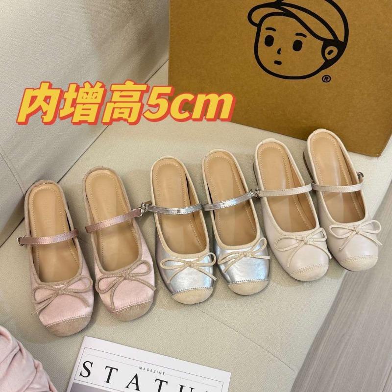 Fashion Increased Inner Height 5CM Slippers Spring and Autumn Casual Toe Flat Shoes Women's Bow Luxury Soft Women's Shoes Tenis De Mujer