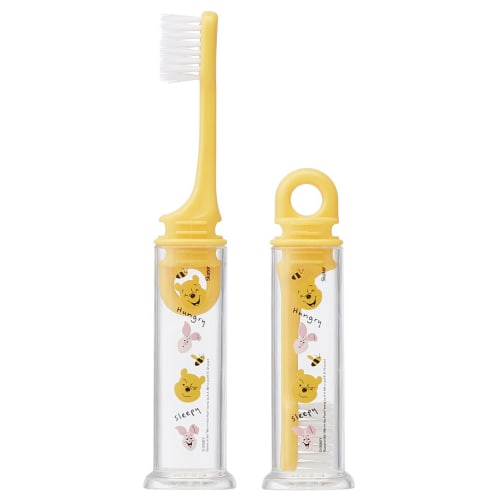Skater Standing Jointed Toothbrush with Dental Case, Medium Bristles, 14.5cm, Winnie the Pooh, Disney Design, TRKS1-A