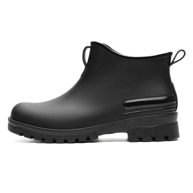 Fashion Low Cut Anti Slip Women's Rain Boots PVC Black Waterproof Rain Boots Short Tube Garden Shoes Fashionable Water Shoes for Women