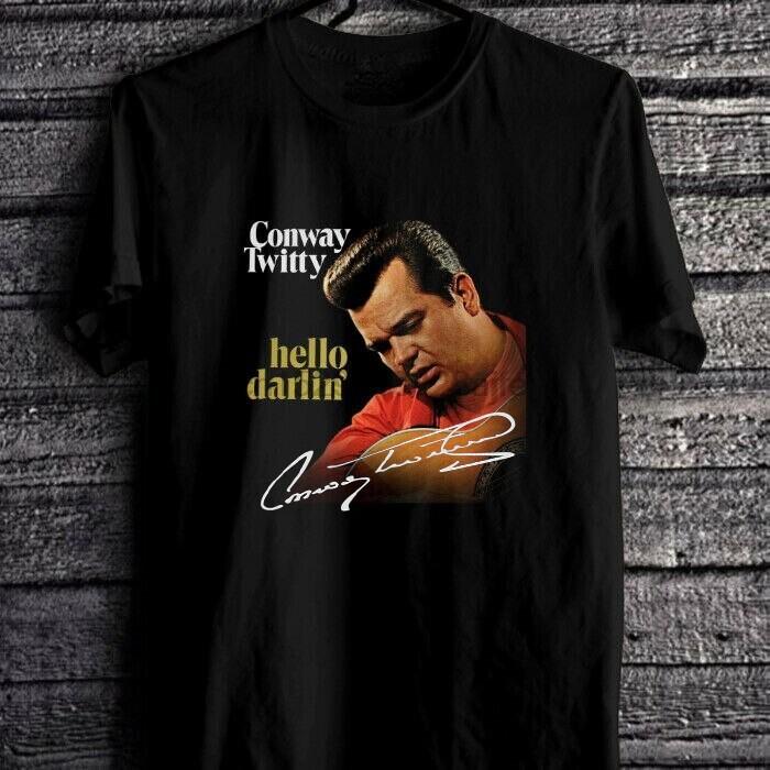 Vintage Conway Twitty And Guitar Cotton All Size Men Women Black Shirt TU334