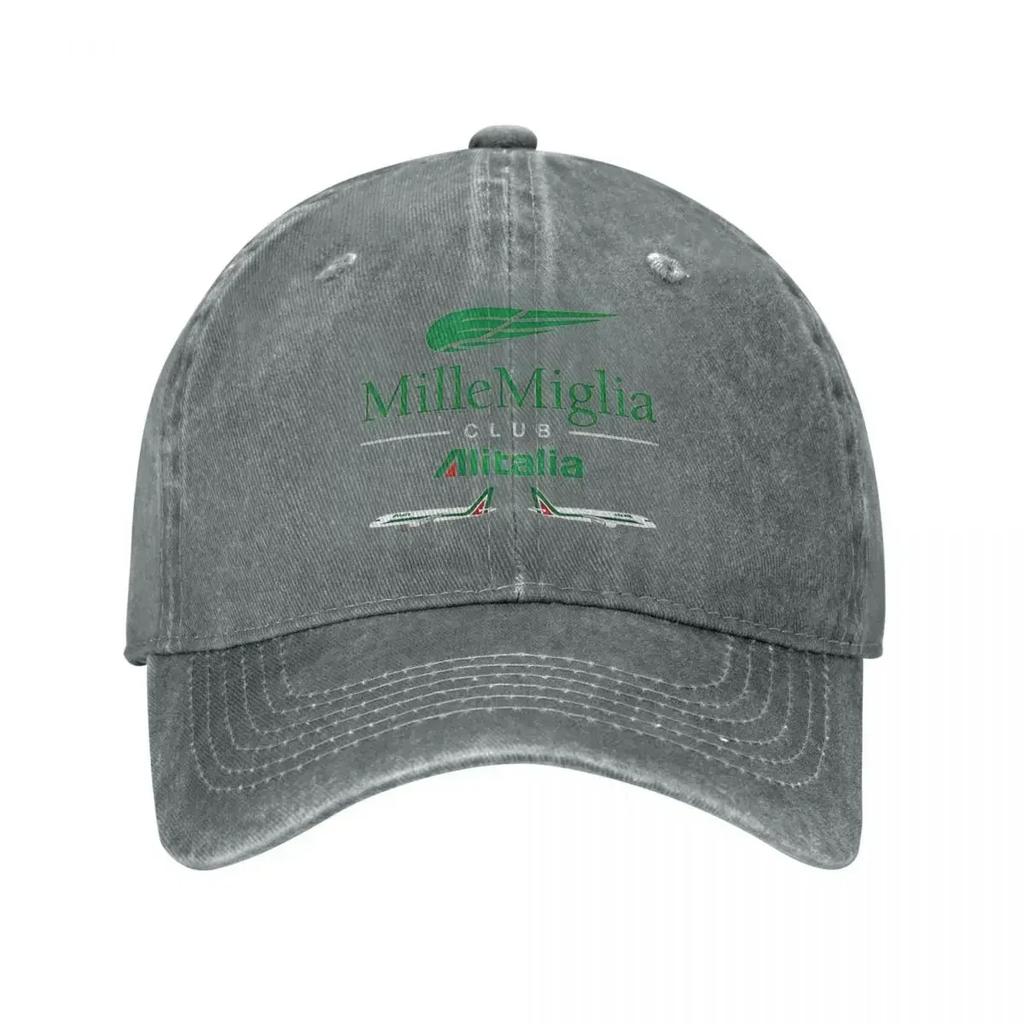 Berretto da Baseball Unisex Alitalia Mille Miglia in Denim Usurato Lavato Cappello Classico per Attività all'Aperto Vestibilità Regolabile Cappello Snapback