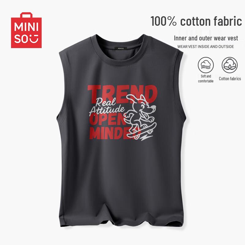 MINISO Мужская летняя хлопковая майка-жилет без рукавов 3XL
