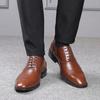 New 2024 Flat Classic Men Dress Shoes Genuine Leather Wingtip Carved Italian Formal Oxford Footwear Plus Size 38-48
