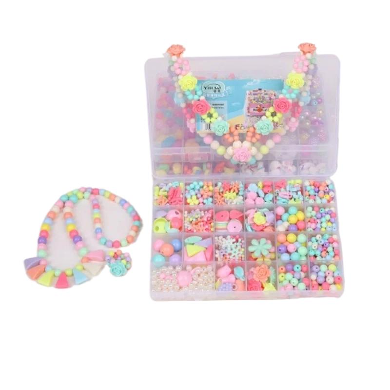 DIY Handmade Beaded Toy Set 24 Grid Loose Spacer Beads Children Creative Jewelry Making Bracelet Necklace Girl Gift Play Toy