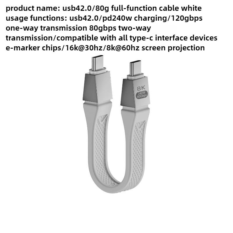 

Короткий кабель Thunderbolt 5 Полнофункциональный кабель данных USB-C на USB-C Быстрая зарядка PD 240 Вт 8K 120 Гбит/с USB4 2.0 Кабель для Mac Mini белый