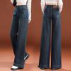 Women's Retro Wide-Leg Jeans: High-Waisted, Fleece-Lined, Slimming, Loose Fit, Floor-Length, for Autumn/Winter 2025