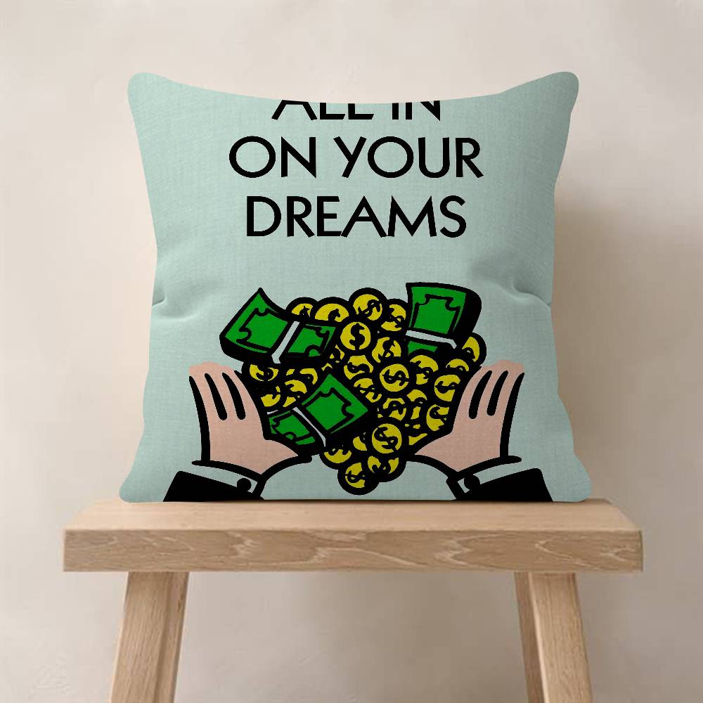 Cartoon M-Monopoly Dollar Money Pillow Cushion Cover Pillowcase Living Room Sofa Home Decor Customized