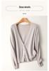 Women's V-neck Wool Knit Cardigan - Autumn/Winter Solid Color, Long Sleeve, Loose Fit Sweater.