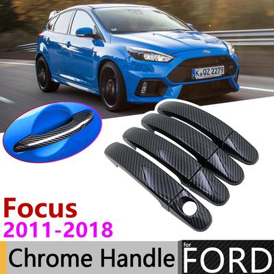 Capacul mânerului ușii din fibră de carbon neagră pentru Ford Focus 3 MK3 MK3.5 2011 ~ 2018 2016 2017 Accesorii auto autocolante Set de ornamente cromate