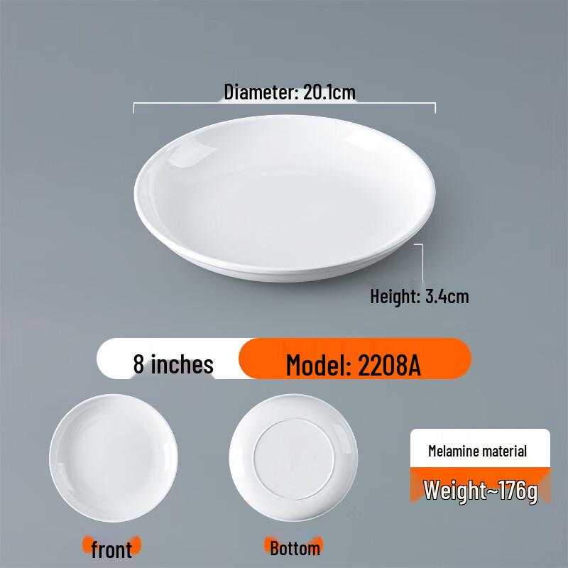 Sweet White Melamine Round Deep Dinner Plates (5-Pack)