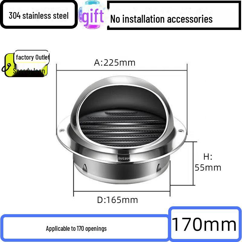304 Stainless Steel Ventilation Cap: Rain-Proof Exhaust Cover for Exterior Wall and Range Hood, PVC Compatible