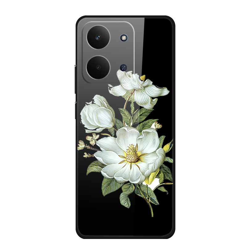 Glas-Rückseite für Redmi 15C 4G Hülle 15 C Niedliche Cartoon-Hülle aus hartem gehärtetem Glas mit weichem Stoßfänger für Redmi 15C Hüllen Coques Fundas