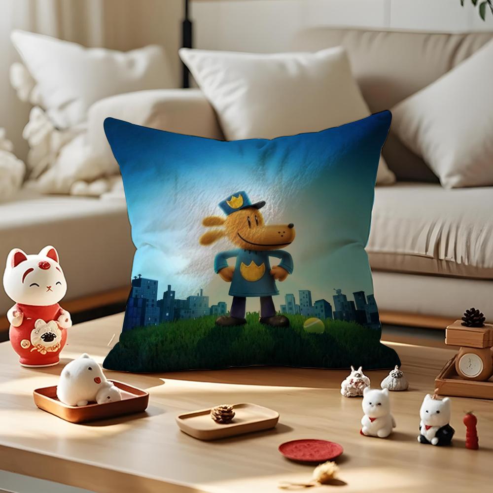 DOG MAN Anime Cushion Cover Anti-dustmite Pillowcase Invisible Zipper Silky Short Plush Sofa Cushion Cover