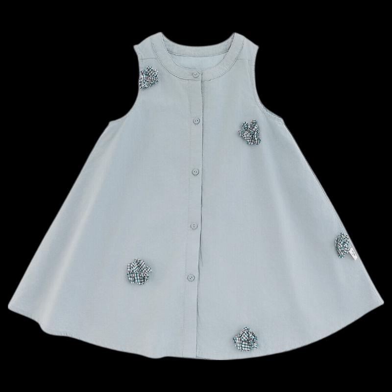 Girls' Summer Sleeveless Breathable Shirt Dress
