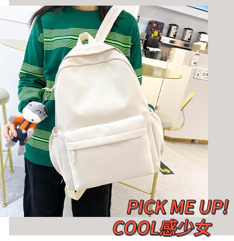 Schoolbag new bag women's 1011 simple solid color canvas bag ins Korean version versatile large-capacity casual backpack student bag