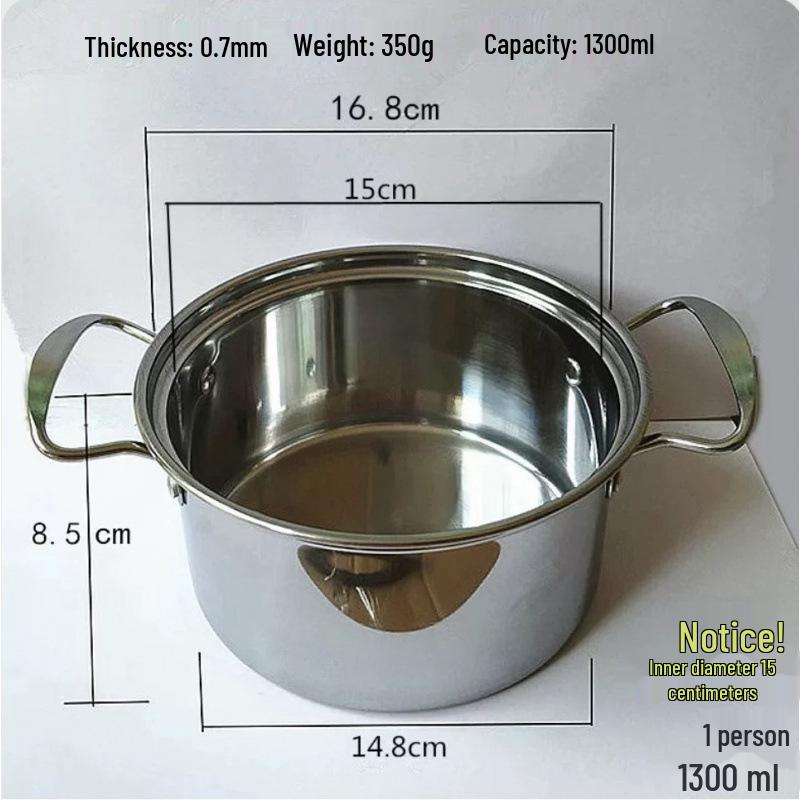 Compact Double-Handled Stainless Steel Hot Pot for Single-Serve Shabu-Shabu, Induction & Gas Compatible