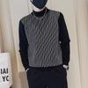 Half Turtleneck Sweater Men's Autumn Winter Striped Base Knitted Top New Men's Top Jacket