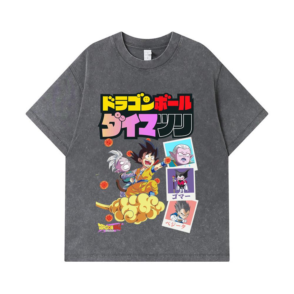 275 GSM Washed T-shirts 100% Cotton Dragon Ball V34 Daima Print Unisex Heavy Cotton T Shirt