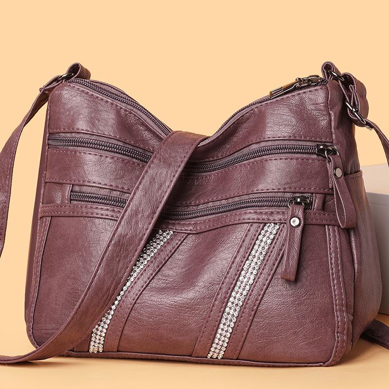 Damen Umhängetasche Damentasche neu retro Mehrfachfach Schulter kleine quadratische Tasche