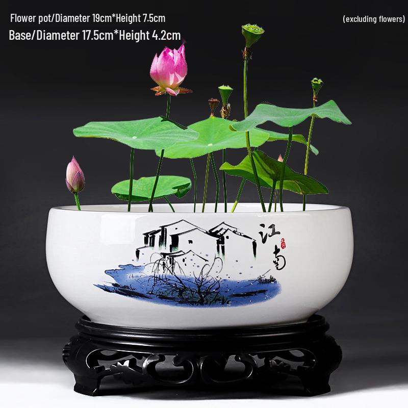 Großer Keramik-Lotus Seerose Hydroponischer Blumentopf ohne Abfluss
