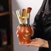 Premium Copper Wood Tea Ceremony Tools Set Six Piece Grooming Accessories Kung Fu Making Table Setup