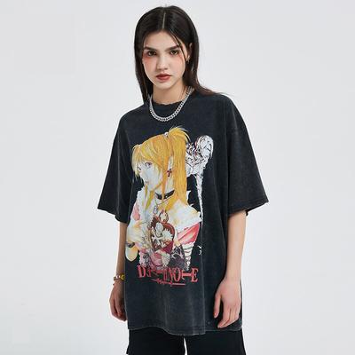 Anime Prané Oversized Death Note Grafické Pánské Dámské Tričko Retro Streetwear Bavlna Krátký Rukáv Oblečení Ležérní Volné Dámské Pánské Oblečení