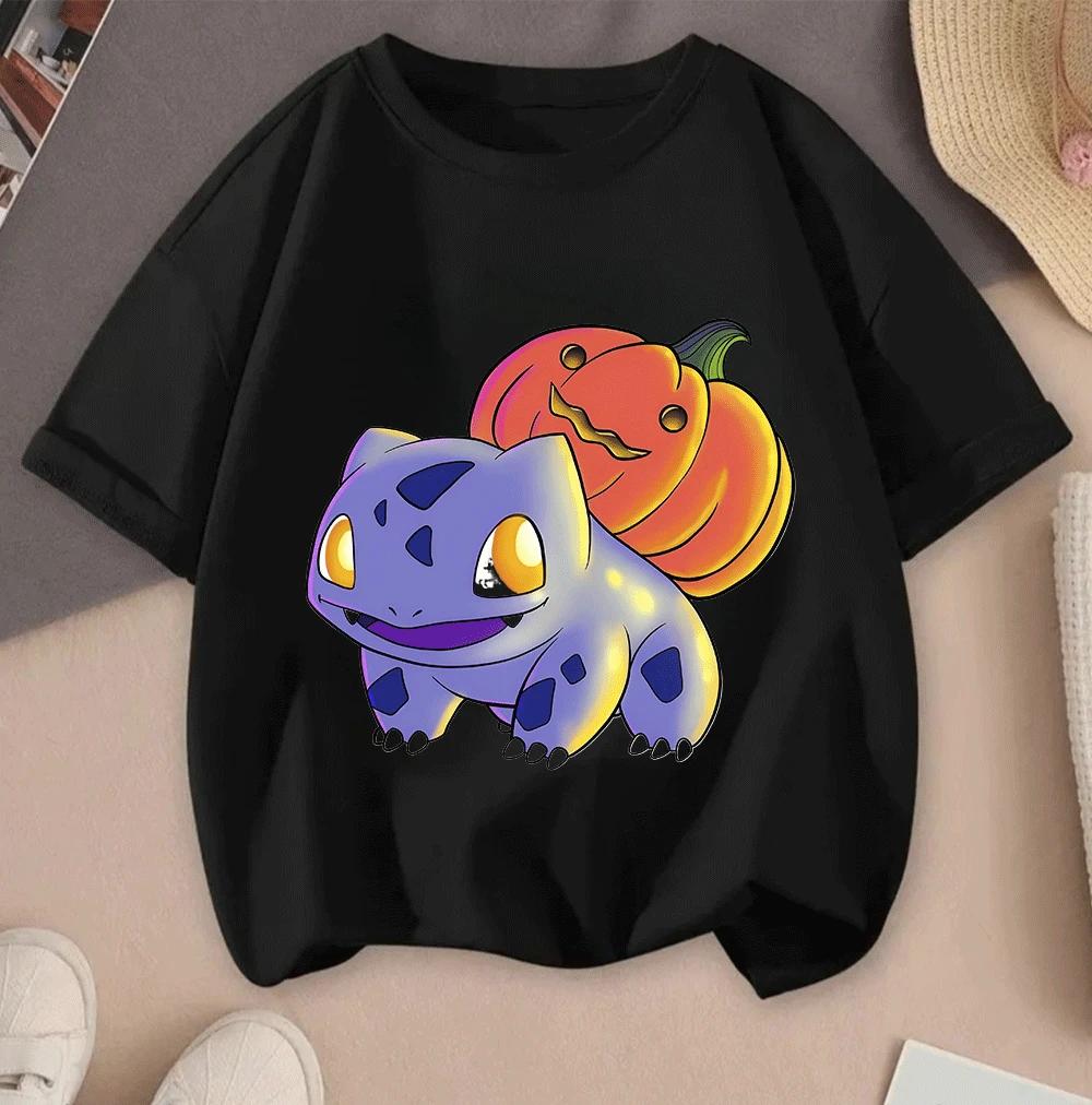 2026 Summer Pikachu 2D Cartoon Print Short Sleeve Tops Teen Casual Fashion Tees Hot Sale
