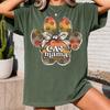 Cat Mama Comfort Colors Shirt, Floral Bow Paw Pad Tee, Cute Kitten Mother Gift, Vintage Earth Tone Feline Graphic Top, Casual Unisex Outfit